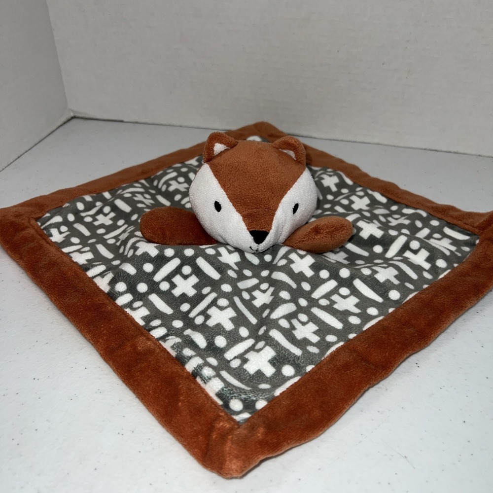 Levtex Baby Fox Lovey Security Blanket Plush Geometric Pattern Toy 11"